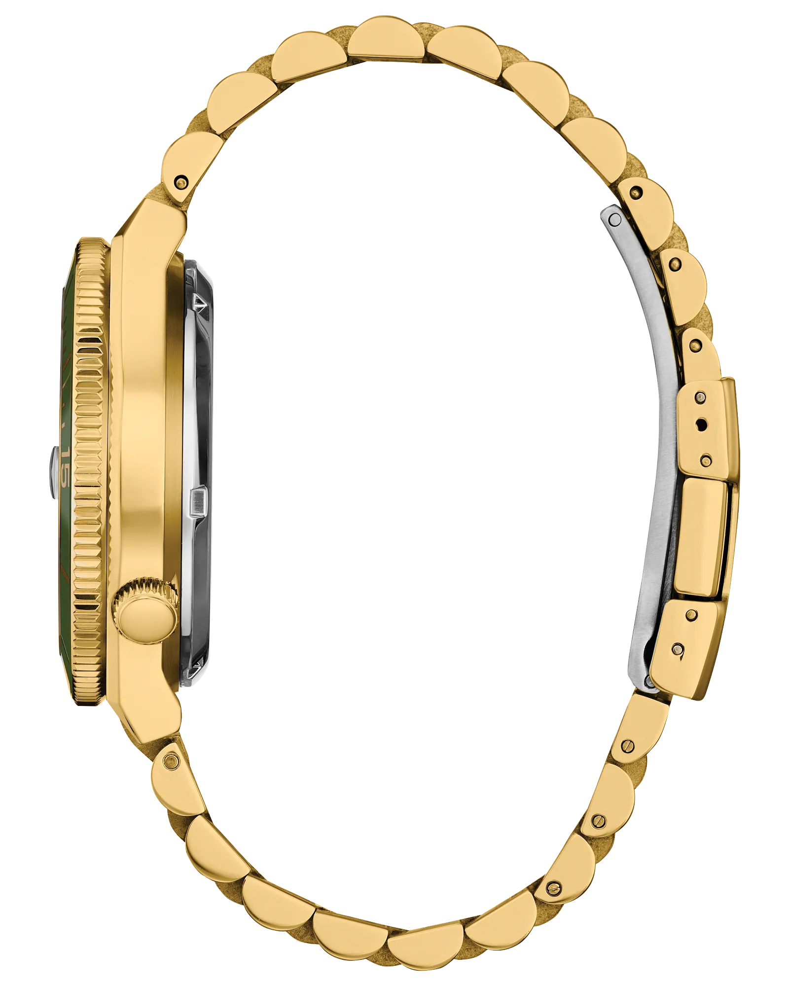 Tsuyosa Shore | Citizen Automatic Men’s Watch | Gold-Tone Stainless Steel | Green Dial | Bracelet | WR100 Sport Luxe - Brownee Jewelers