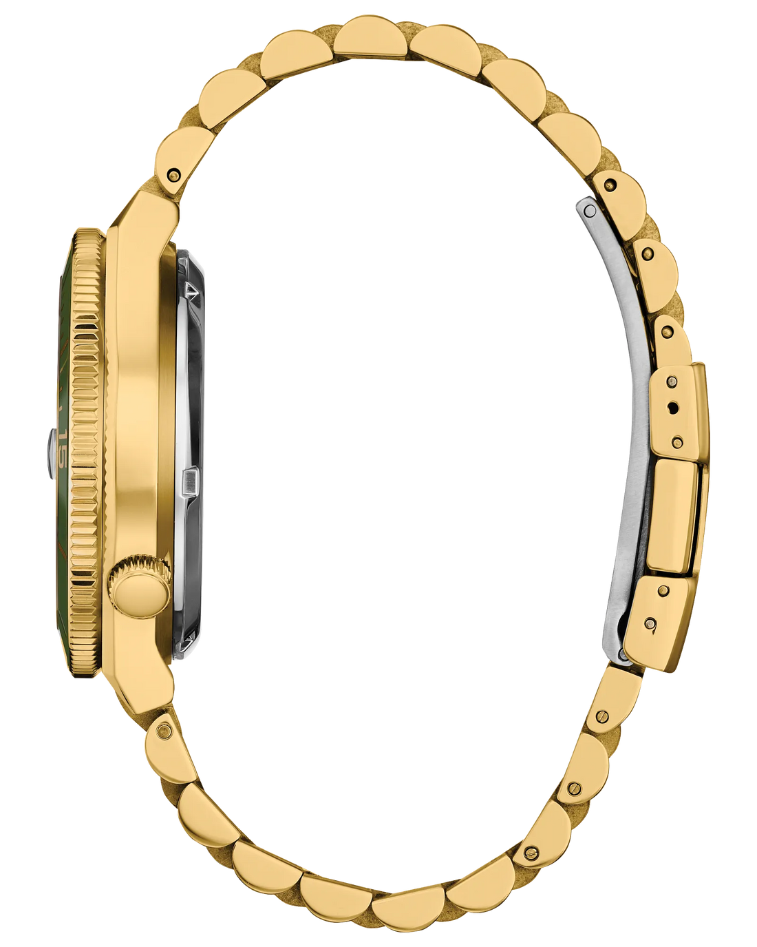 Tsuyosa Shore | Citizen Automatic Men’s Watch | Gold-Tone Stainless Steel | Green Dial | Bracelet | WR100 Sport Luxe - Brownee Jewelers
