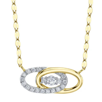 Diamond Sparkle Chain Necklace | 14K Yellow Gold | 0.19 ctw | Modern Oval Pendant Necklace - Brownee Jewelers