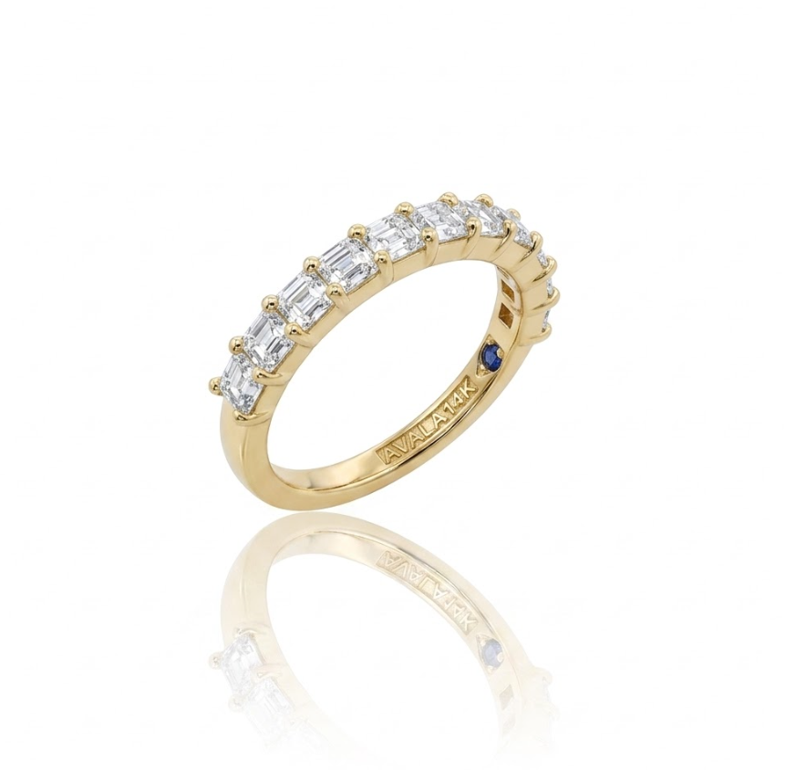 Asscher Cut Lab-Grown Diamond Band | 14K Yellow Gold | 1.30 CTW | Step-Cut Eternity Style - Brownee Jewelers
