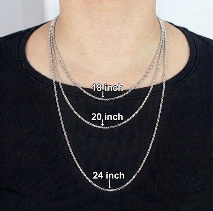 Sterling Silver Rhodium-Plated Box Chain Necklace | Sterling Silver | 24 Inch Length | Box Link Chain - Brownee Jewelers