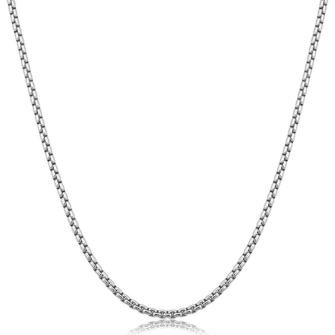 24 Inch Sterling Silver Rhodium-Plated Box Chain Necklace