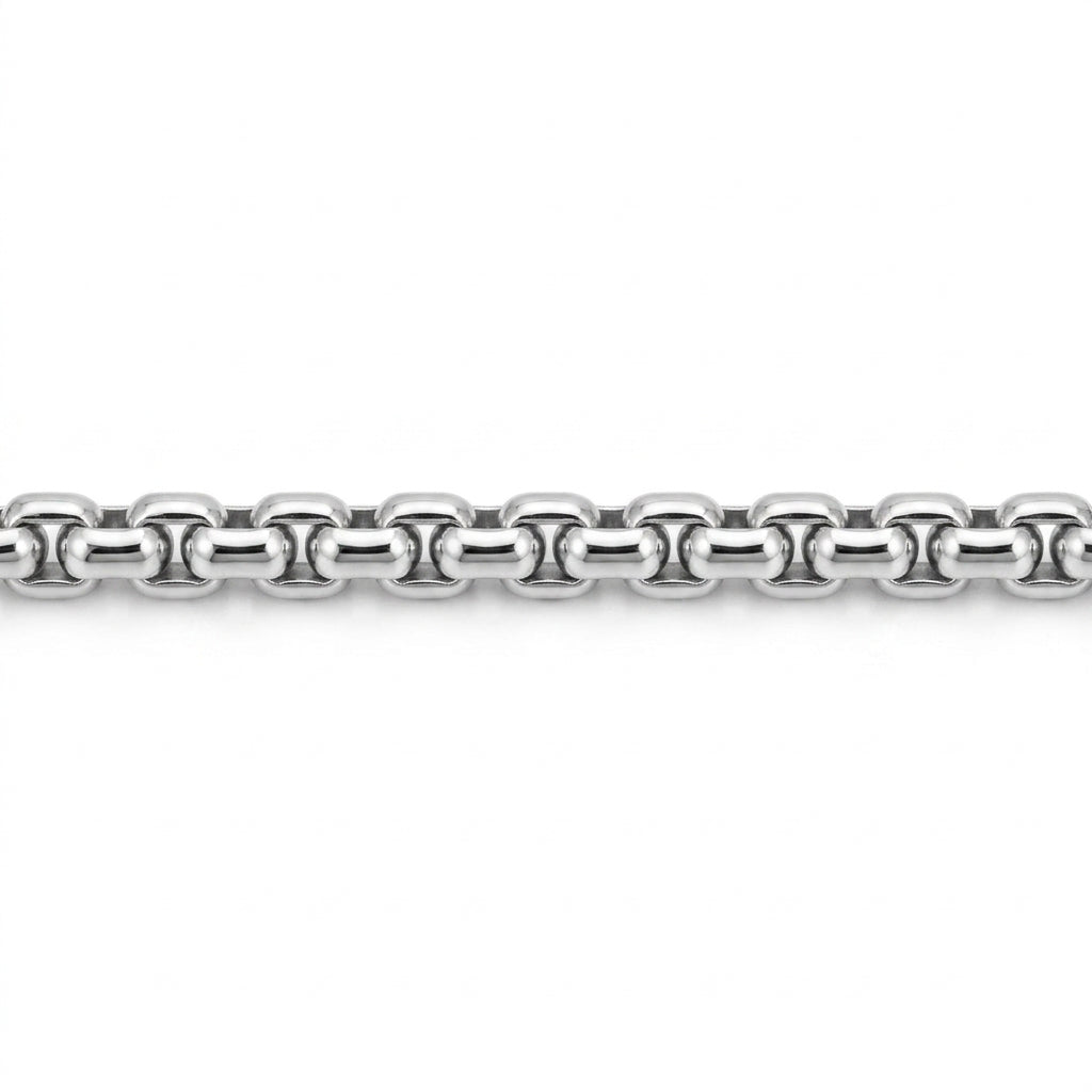 Stainless Steel Rhodium-Plated Box Chain Necklace | Stainless Steel | 18 Inch Length | Box Link Chain - Brownee Jewelers