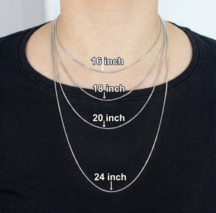 Sterling Silver Rhodium-Plated Box Chain Necklace | Sterling Silver | 24 Inch Length | Box Link Chain - Brownee Jewelers