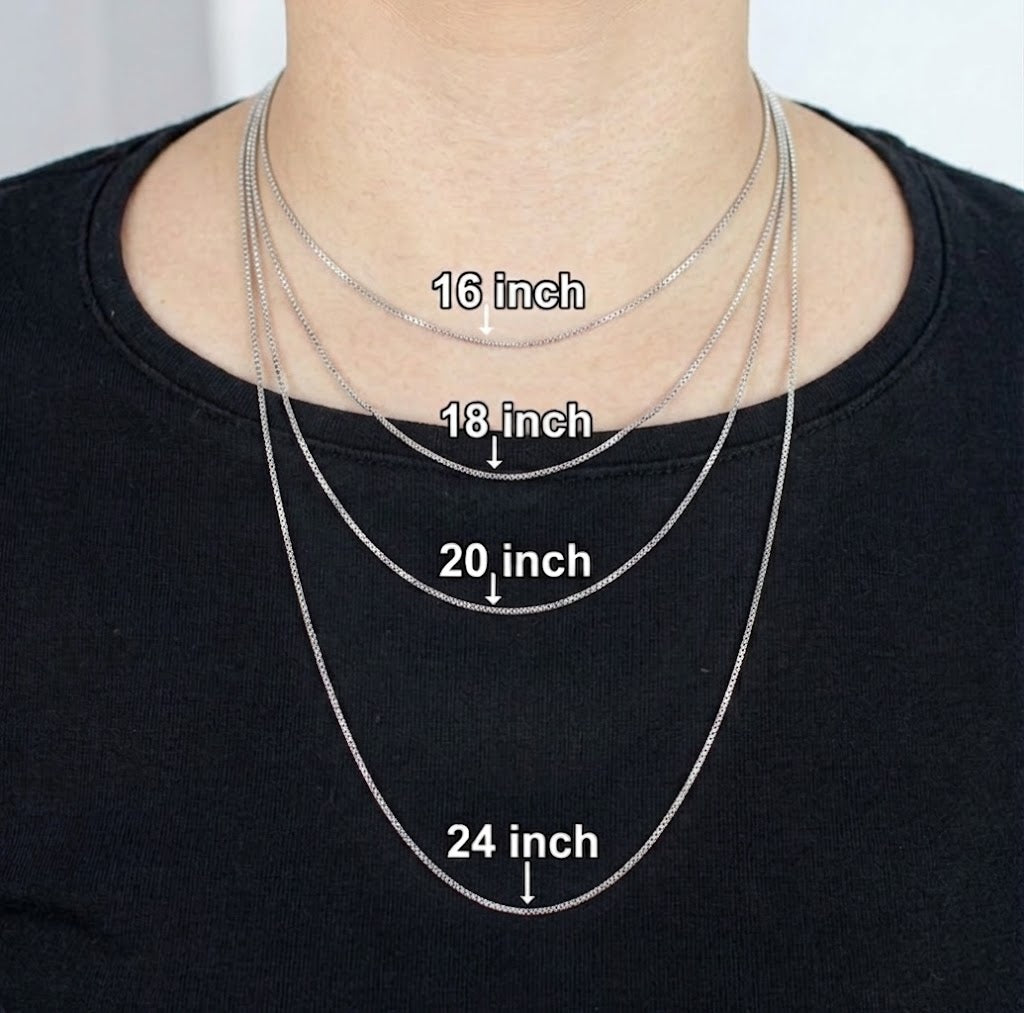 Stainless Steel Rhodium-Plated Box Chain Necklace | Stainless Steel | 18 Inch Length | Box Link Chain - Brownee Jewelers