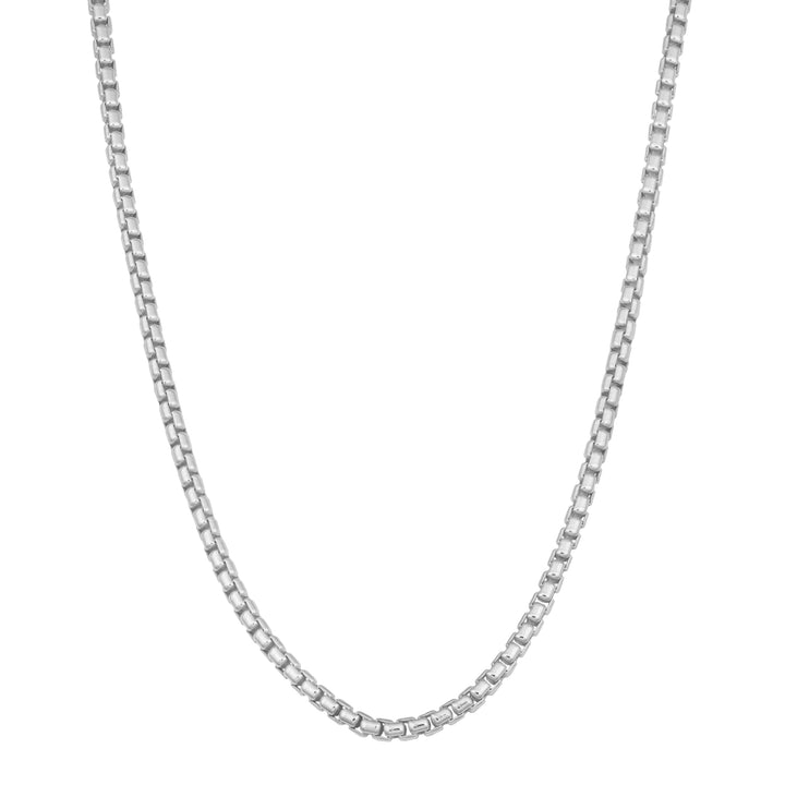 Sterling Silver Rhodium-Plated Box Chain Necklace | Sterling Silver | 24 Inch Length | Box Link Chain - Brownee Jewelers