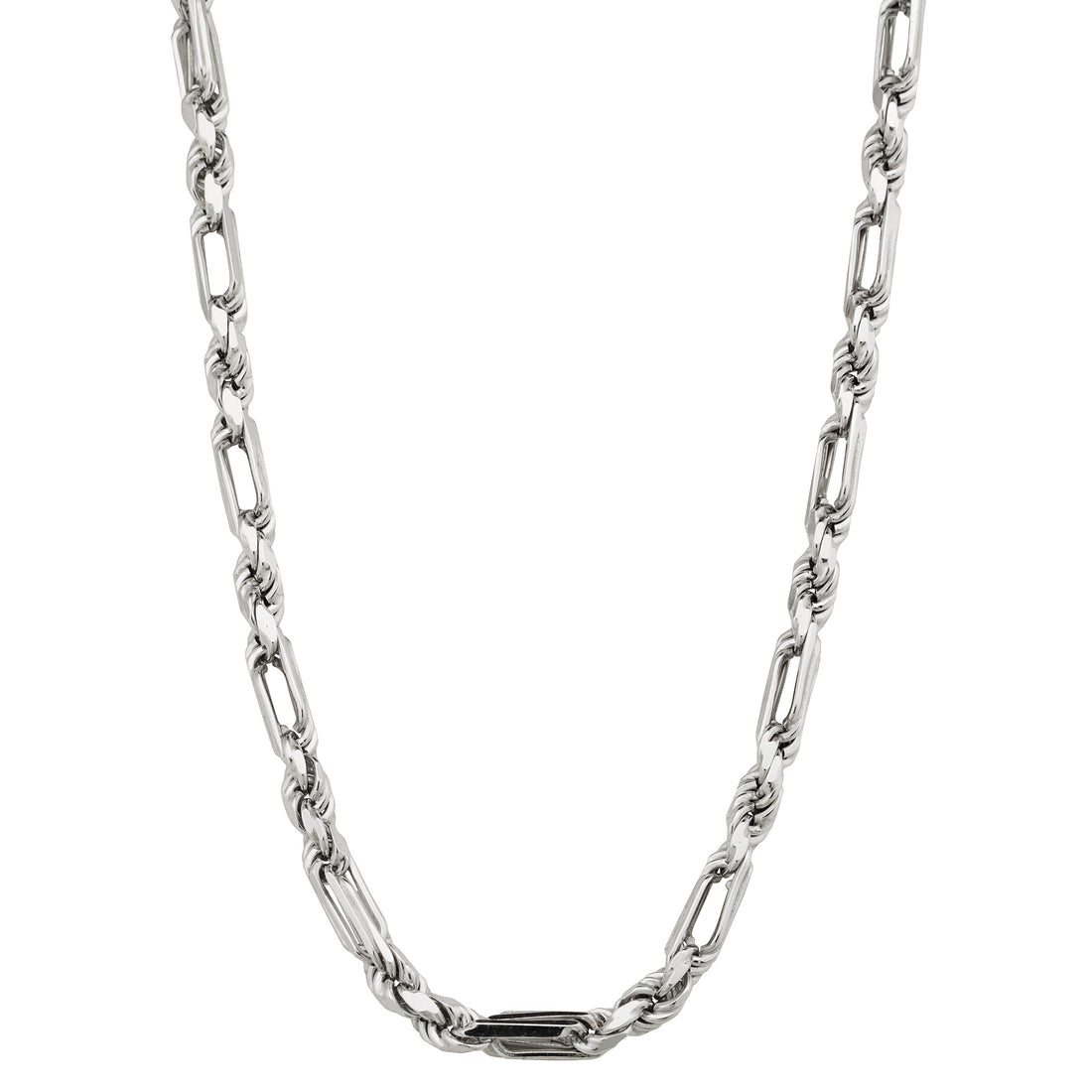 20 Inch Stainless Steel Rhodium-Plated 4.7mm Figarope Chain Necklace