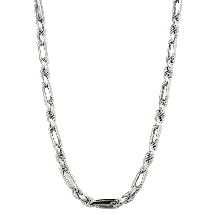 20 Inch Sterling Silver Rhodium-Plated Figarope Chain Necklace | Sterling Silver | 20 Inch Length | 4.7mm Figarope Chain | Lobster Clasp - Brownee Jewelers