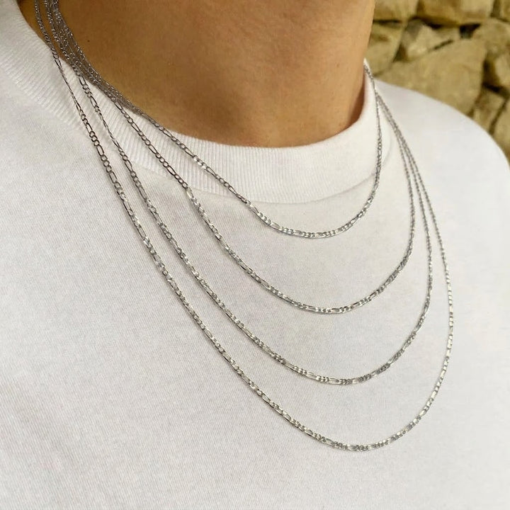 20 Inch Sterling Silver Rhodium-Plated Figaro Chain Necklace | Sterling Silver | 20 Inch Length | 2.1mm Figaro Link Chain - Brownee Jewelers