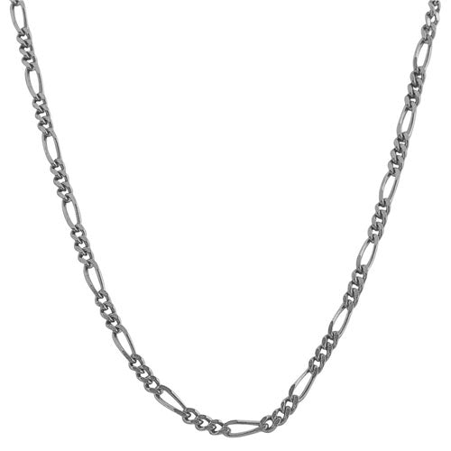 20 Inch Sterling Silver Rhodium-Plated Figaro Chain Necklace | Sterling Silver | 20 Inch Length | 2.1mm Figaro Link Chain - Brownee Jewelers