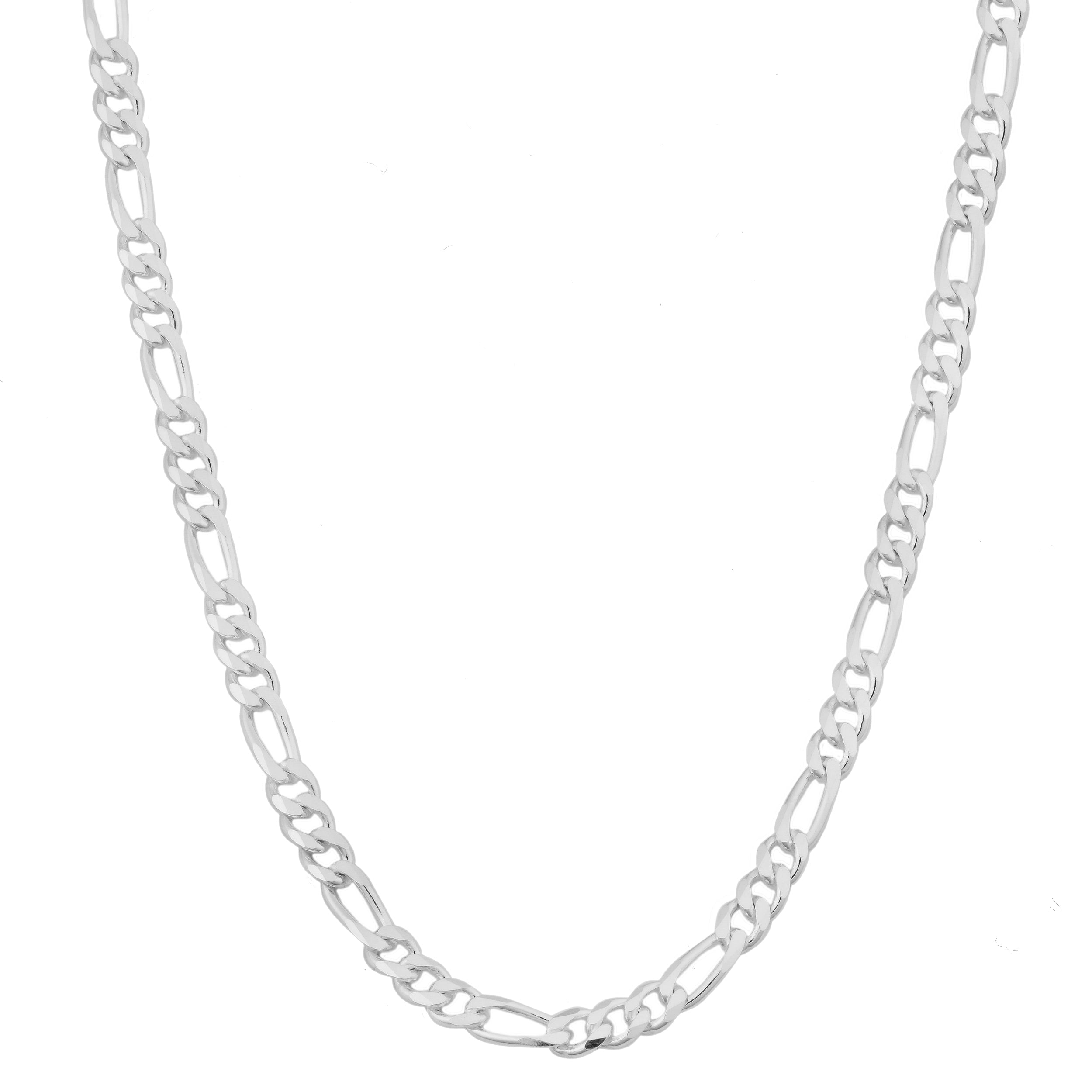 20 Inch Sterling Silver Rhodium-Plated Figaro Chain Necklace | Sterling Silver | 20 Inch Length | 3.2mm Figaro Link Chain - Brownee Jewelers
