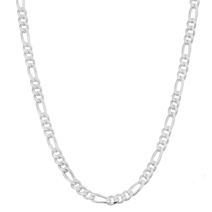 20 Inch Sterling Silver Rhodium-Plated Figaro Chain Necklace | Sterling Silver | 20 Inch Length | 3.2mm Figaro Link Chain - Brownee Jewelers