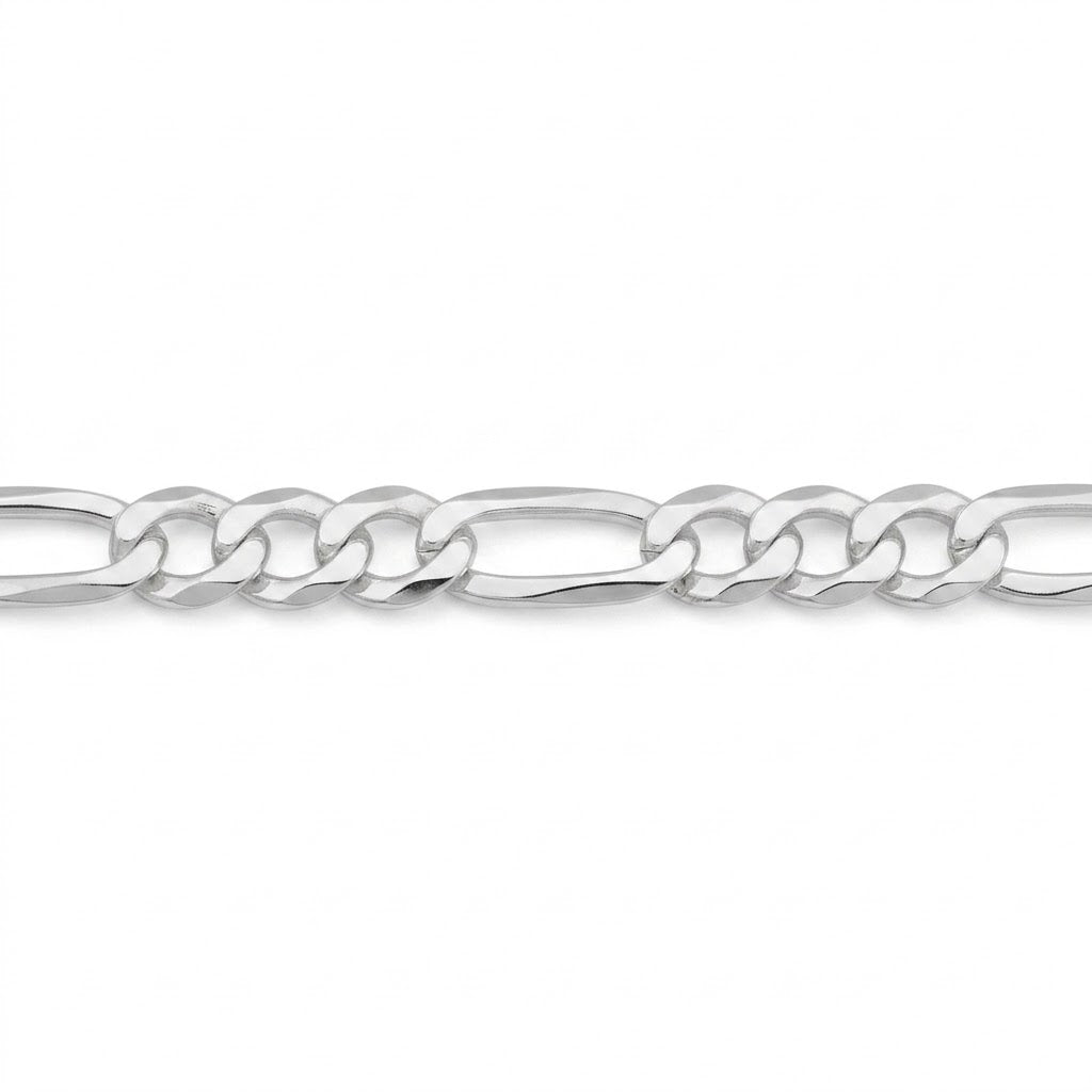 Sterling Silver Rhodium-Plated Figaro Chain Necklace | Sterling Silver | 24 Inch Length | Figaro Link Chain | Classic Silver Tone - Brownee Jewelers