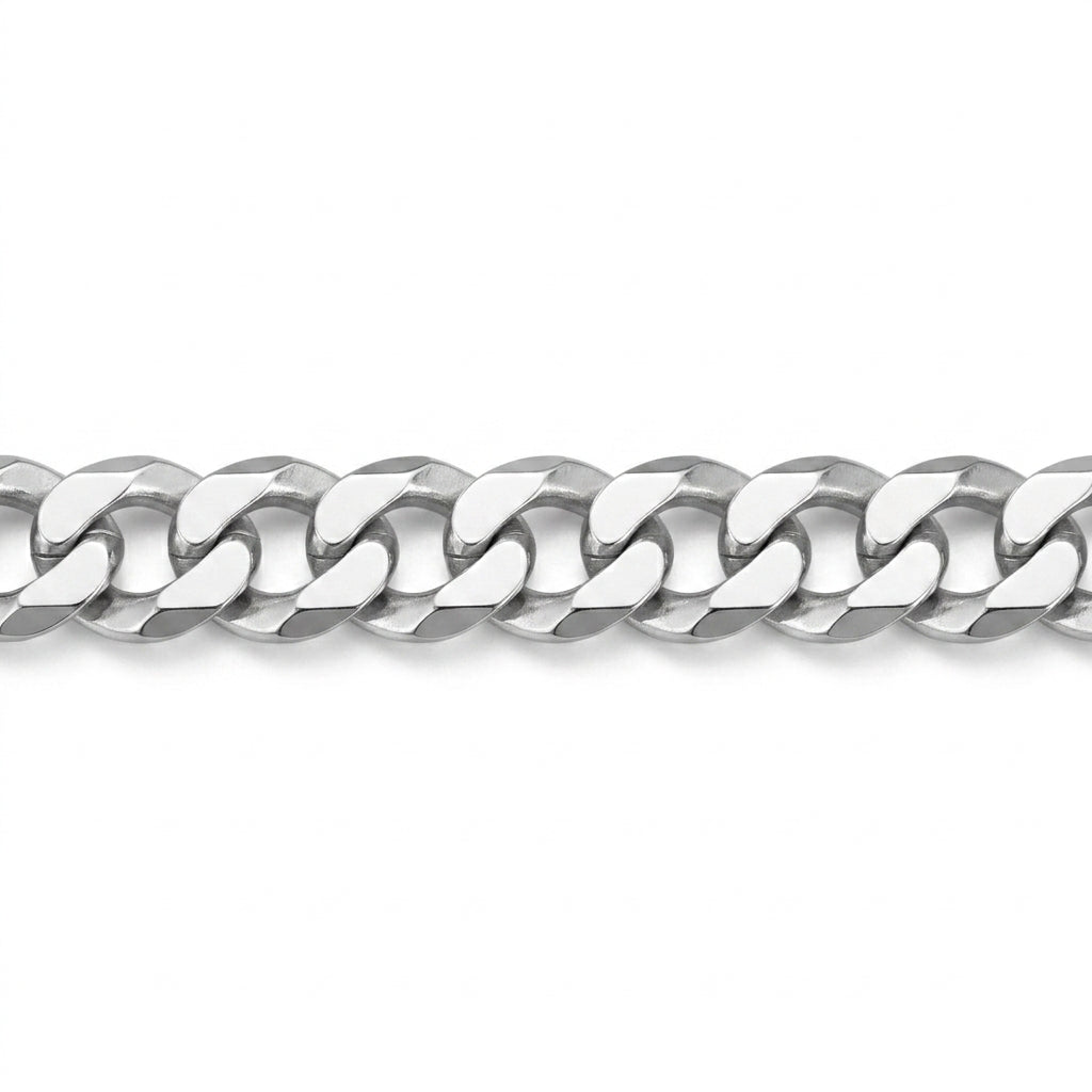 18 Inch Sterling Silver Rhodium-Plated Curb Chain Necklace | Sterling Silver | 2.1mm Curb Chain | 18 Inch Length | Classic Everyday Style - Brownee Jewelers