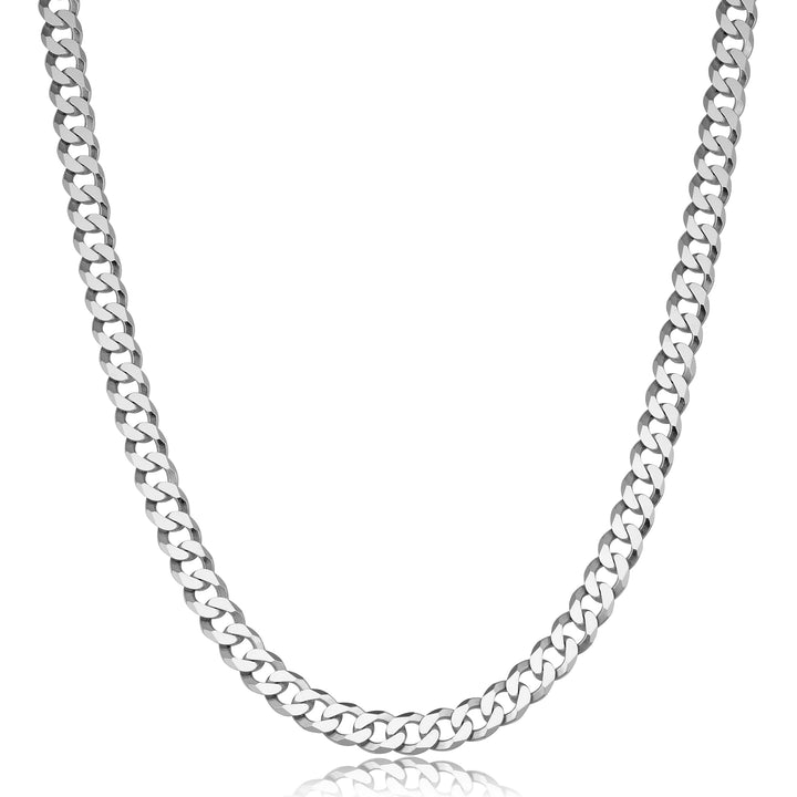18 Inch Sterling Silver Rhodium-Plated Curb Chain Necklace | Sterling Silver | 2.1mm Curb Chain | 18 Inch Length | Classic Everyday Style - Brownee Jewelers