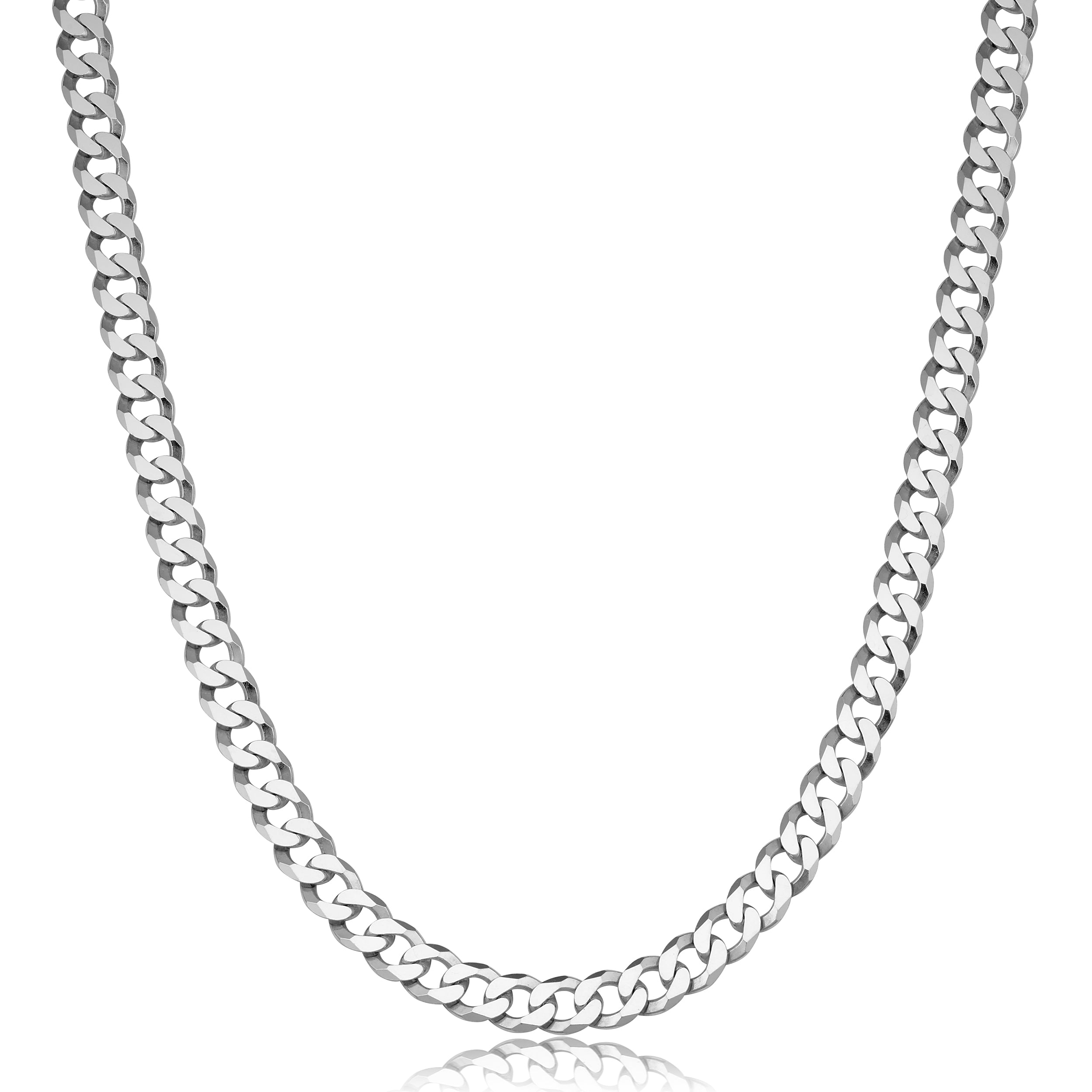 18 Inch Sterling Silver Rhodium-Plated Curb Chain Necklace | Sterling Silver | 2.1mm Curb Chain | 18 Inch Length | Classic Everyday Style - Brownee Jewelers