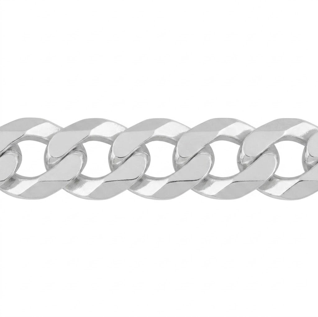 22 Inch Sterling Silver Rhodium-Plated Curb Chain Necklace | Sterling Silver | 3.0mm Curb Chain | 22 Inch Length | Classic Everyday Style - Brownee Jewelers