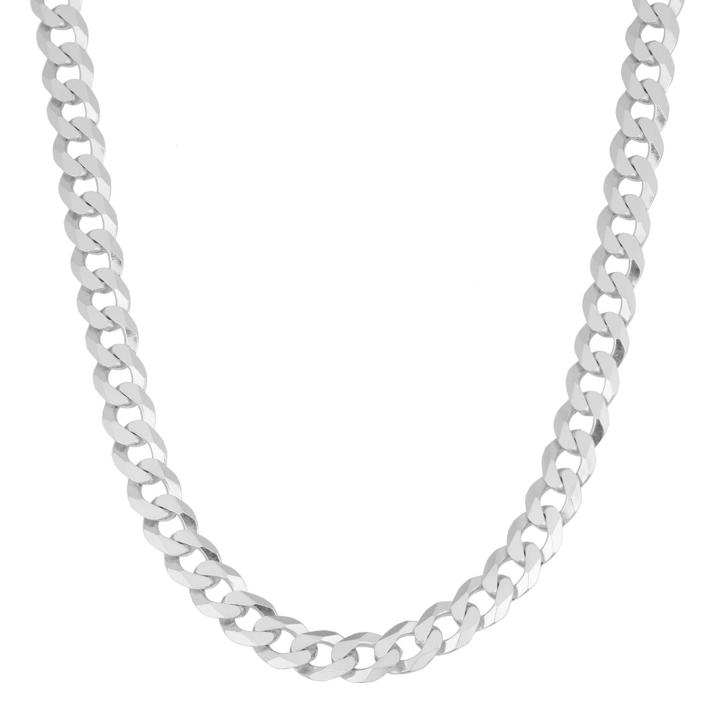 22 Inch Sterling Silver Rhodium-Plated Curb Chain Necklace | Sterling Silver | 3.0mm Curb Chain | 22 Inch Length | Classic Everyday Style - Brownee Jewelers