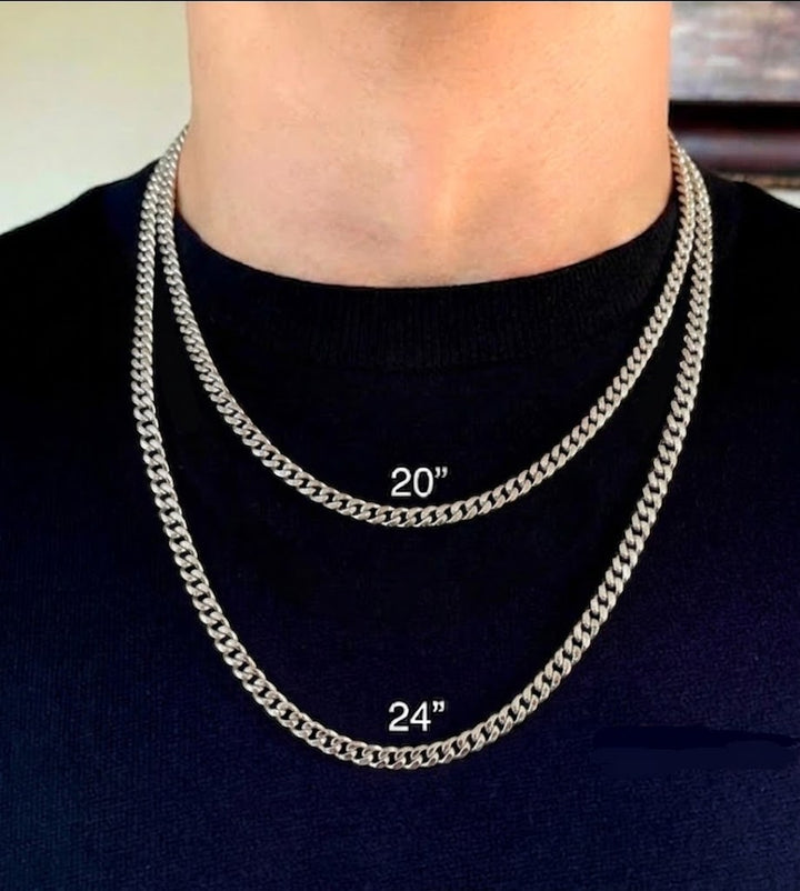 20 Inch Sterling Silver Rhodium-Plated 4.1mm Miami Cuban Chain Necklace