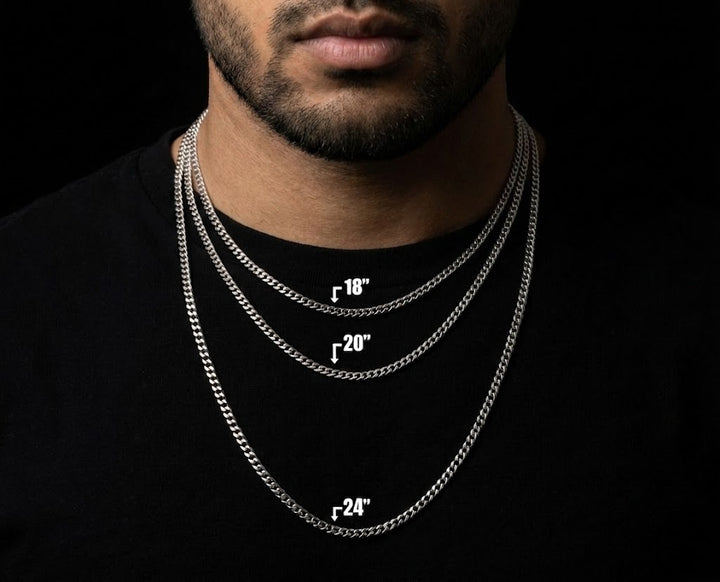 18 Inch Sterling Silver Rhodium-Plated 2.8mm Miami Cuban Chain Necklace