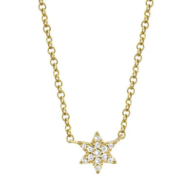 Diamond Star of David Necklace | 14K Yellow Gold | 0.03 ctw | Petite Faith Pendant - Brownee Jewelers