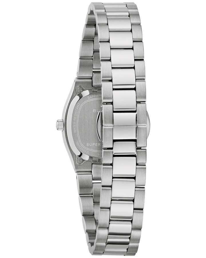 Bulova Super Seville | Women's Stainless Steel Watch | Red Mother-of-Pearl Dial | Silver-Tone Bracelet | 96L354 - Brownee Jewelers
