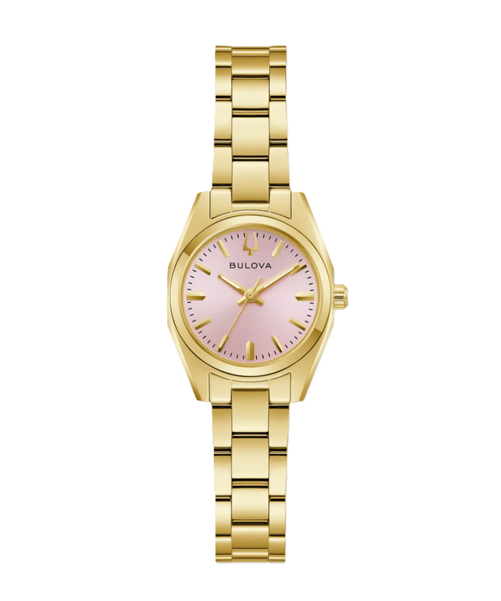 Bulova Surveyor | Women's Gold-Tone Watch | Pink Dial | Gold-Tone Stainless Steel | 97L187 - Brownee Jewelers