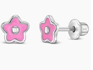 RED ENAMEL FLOWER EARRINGS