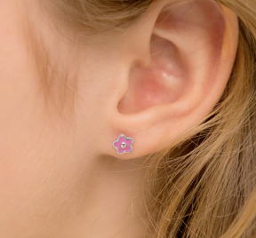 RED ENAMEL FLOWER EARRINGS