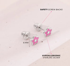 RED ENAMEL FLOWER EARRINGS