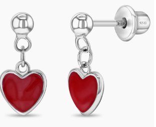 RED HEART DANGLE EARRINGS 