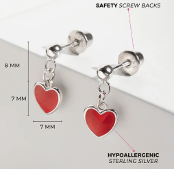 RED HEART DANGLE EARRINGS 