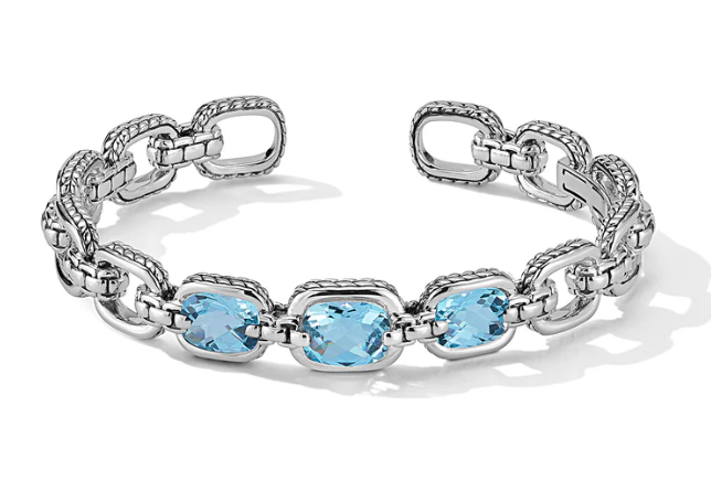 Sterling Silver Blue Topaz Bangle 
