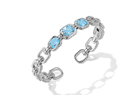 Sterling Silver Blue Topaz Bangle 