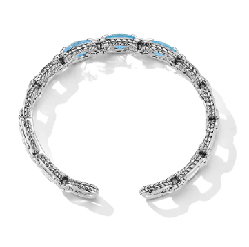 Sterling Silver Blue Topaz Bangle 