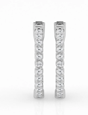 14K White Gold Lab-Grown Diamond Inside-Out Hoop Earrings