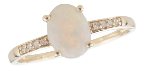 14KYG DIA .03CT & OPAL .79CT RING