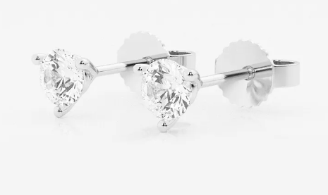 14K White Gold .50ct Lab-Grown Diamond 3-Prong Stud Earrings (F/VS1, Triple Excellent)