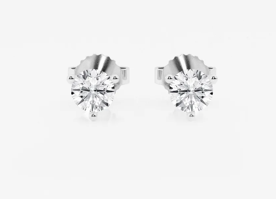 14K White Gold .50ct Lab-Grown Diamond 3-Prong Stud Earrings (F/VS1, Triple Excellent)