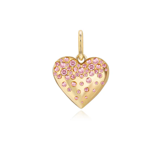 Large Dripping Scattered Gemstone Heart Charm