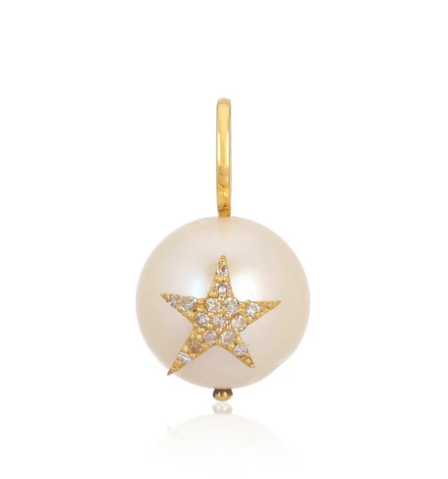 Pave Star on Pearl Charm