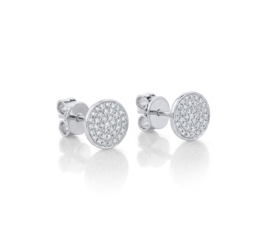 Diamond Pavé Stud Earrings | 14K White Gold | 0.17 ctw | Stud Earrings - Brownee Jewelers