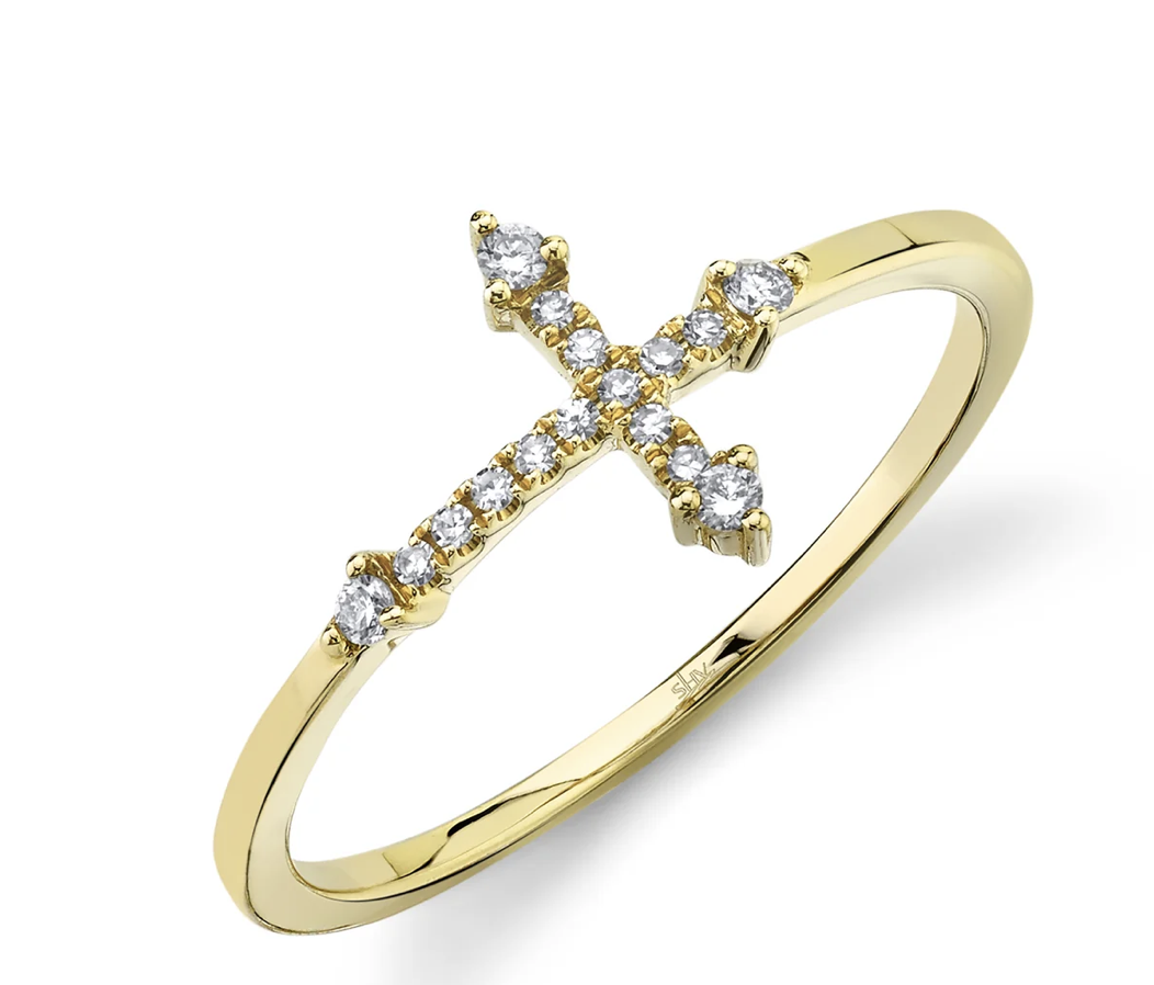 East to West Diamond Cross Ring