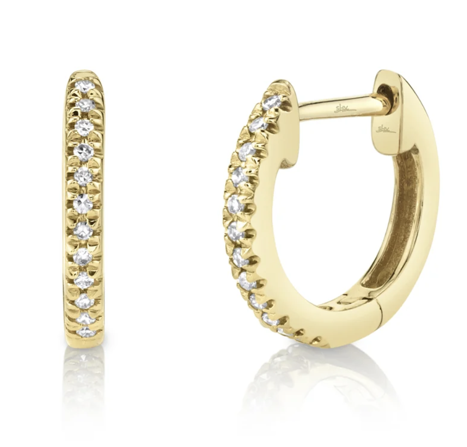 14kt yellow gold diamond huggies