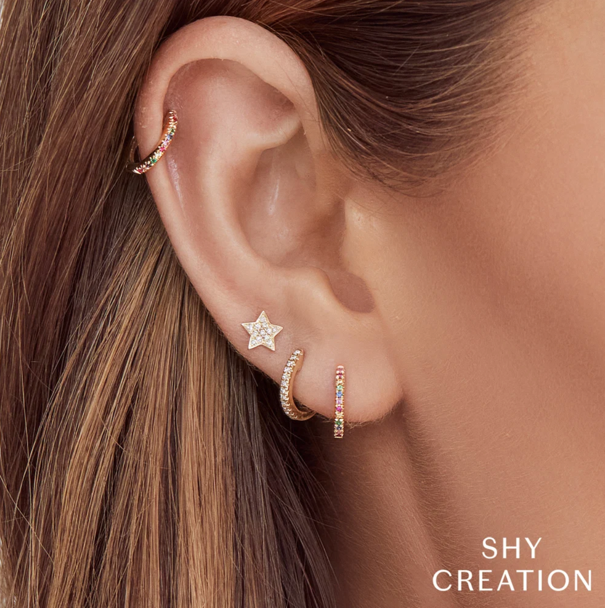 14kt yellow gold diamond huggies