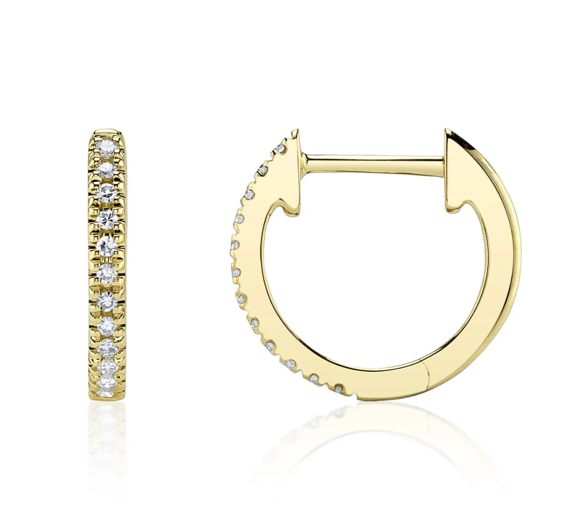 14kt yellow gold diamond huggies