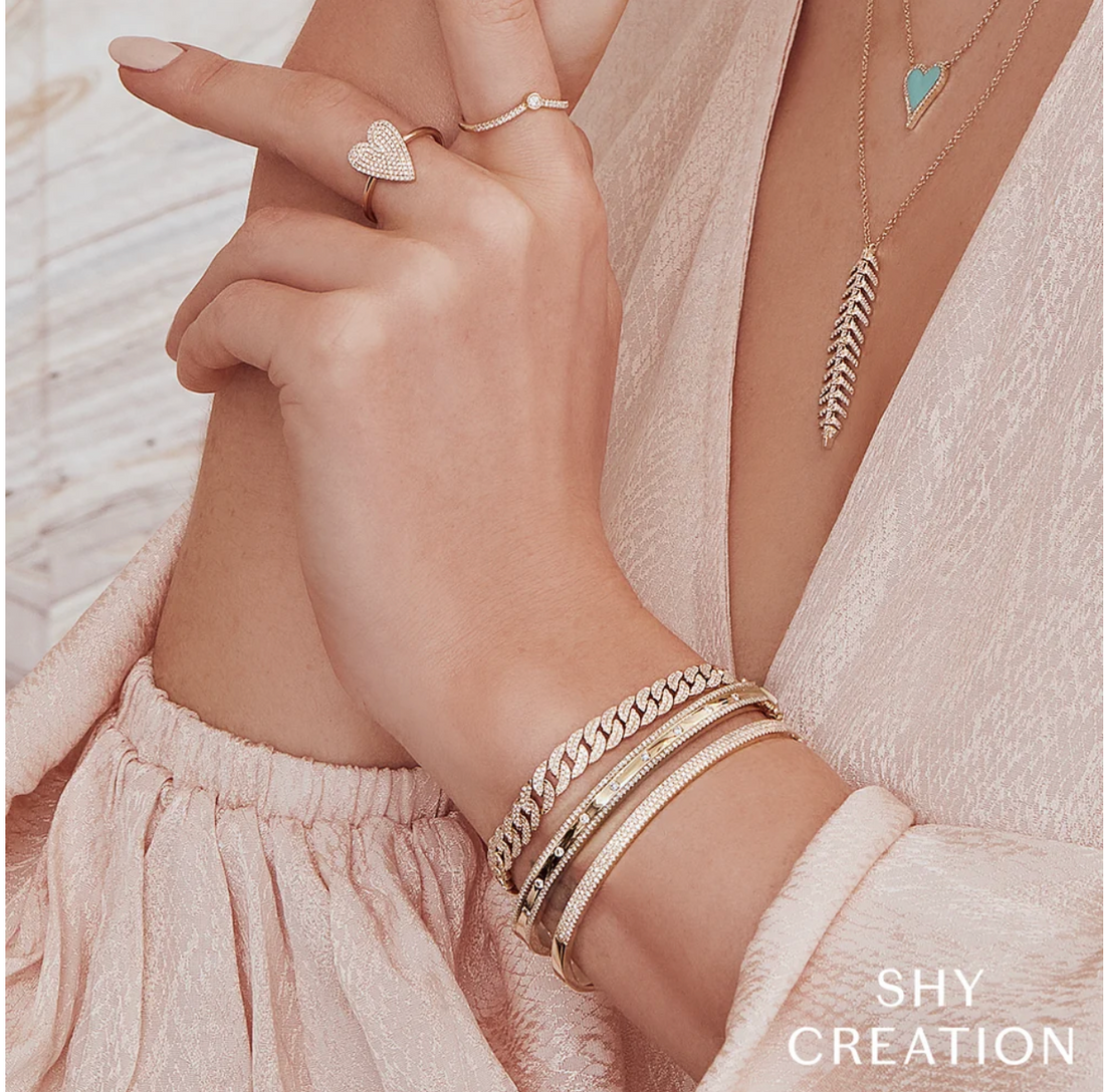 14kt yellow gold pave diamond heart ring 
