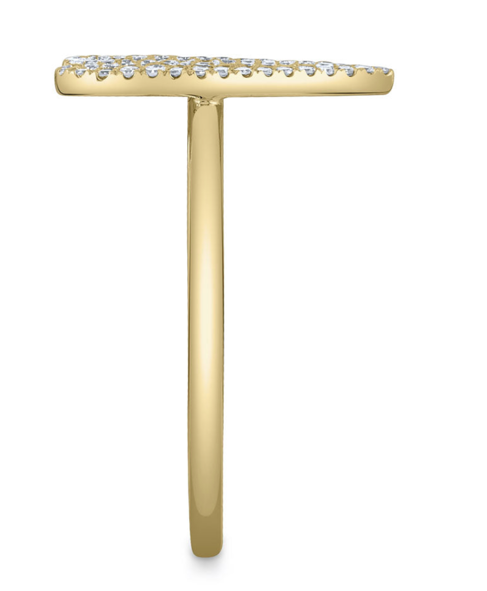 14kt yellow gold pave diamond heart ring 