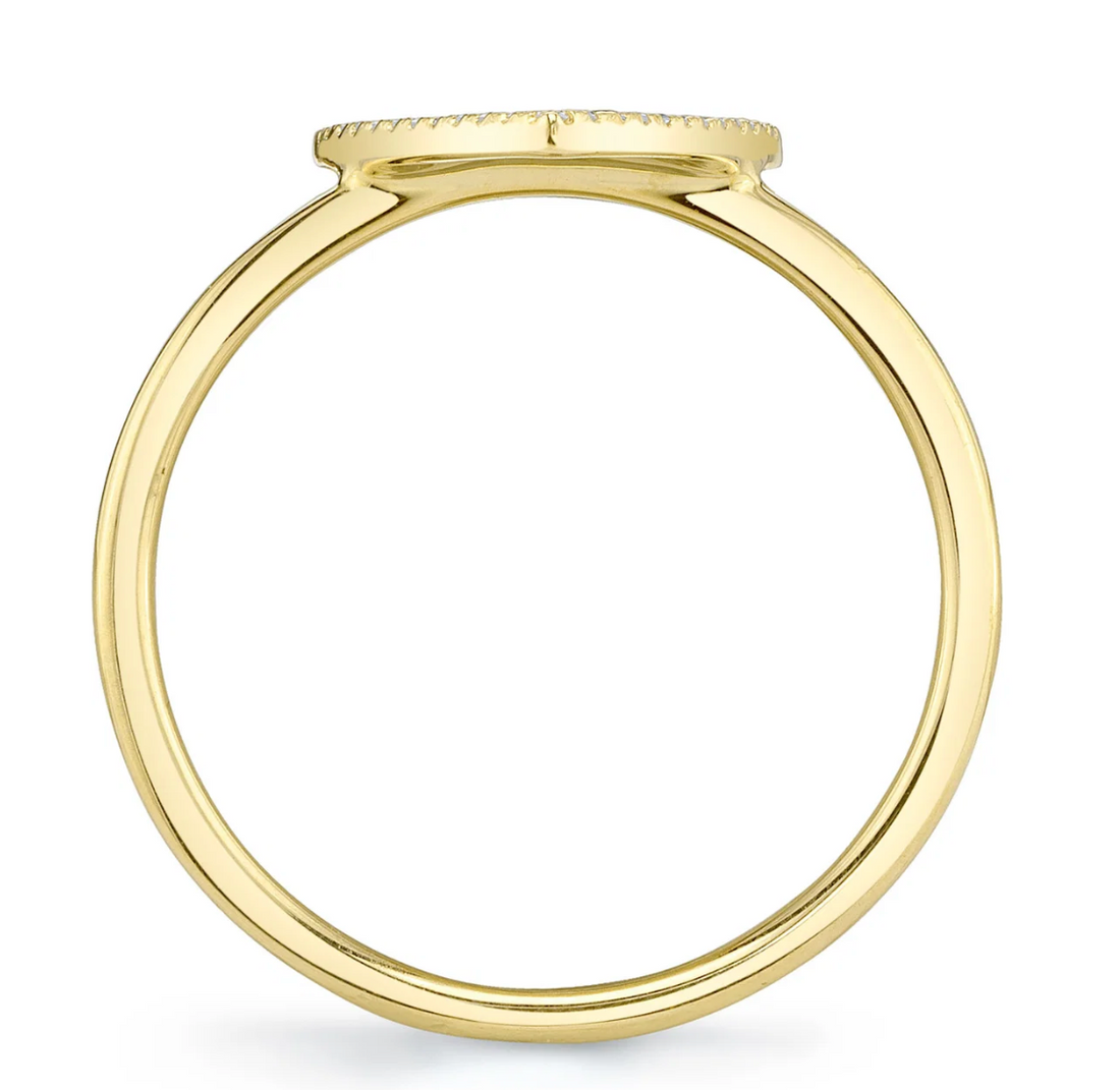 14kt yellow gold pave diamond heart ring 