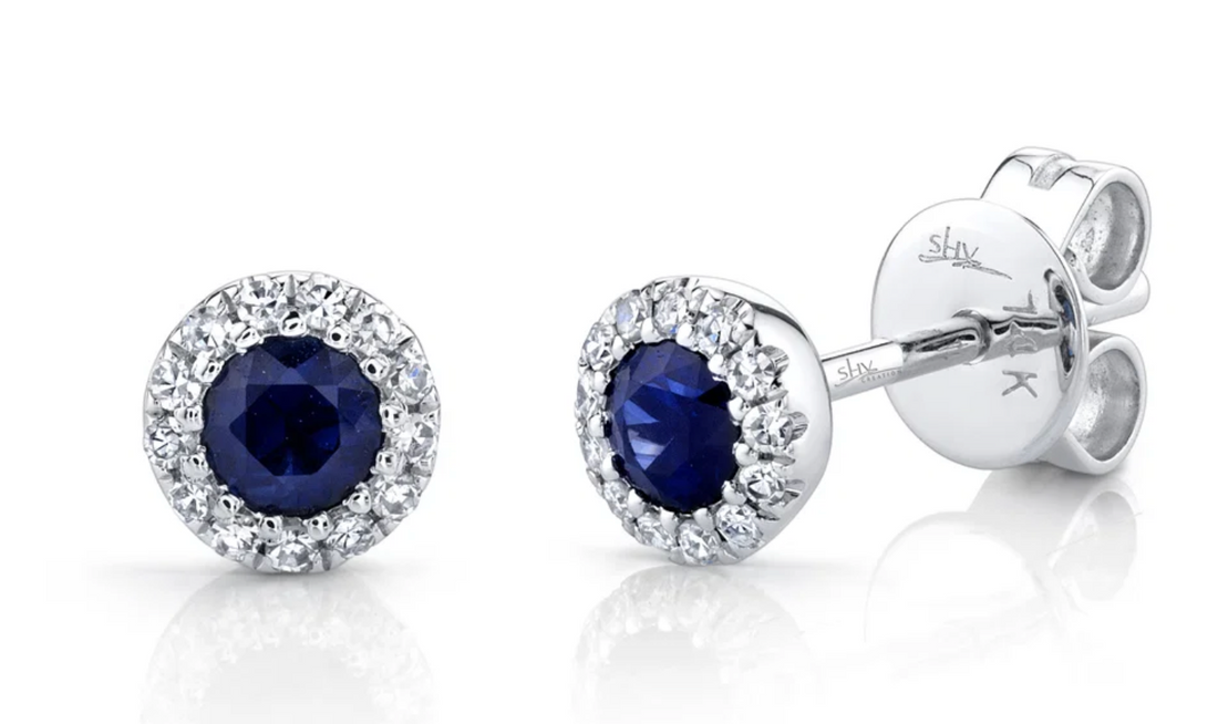 EDEN l 0.08CT DIAMOND & 0.28CT BLUE SAPPHIRE STUD EARRING l SC55002752